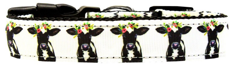 Pretty Baby Cows Nylon Dog Collar Large